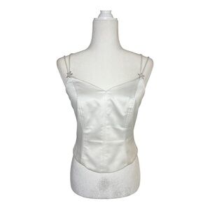 White Silk Corset Y2K Tank Embellished Mcbling